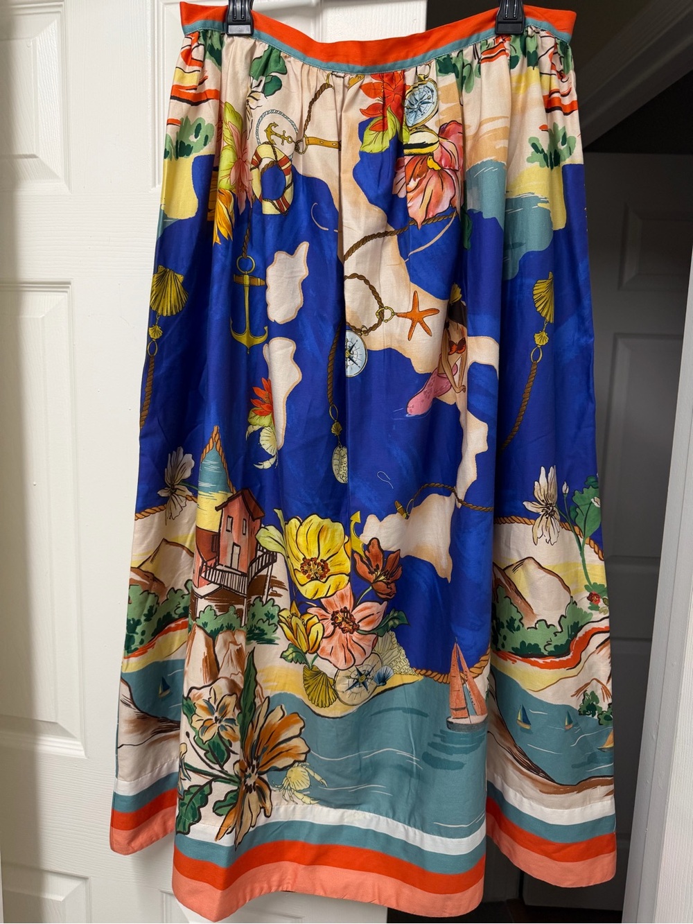 NWT Antonio Melani Sea La Vie Evie Ocean Print Skirt Blue Size 14 - Picture 6 of 14